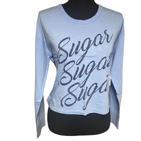 Aerie Baby Blue Sugar Cropped Graphic Boyfriend T-Shirt - XS N0499 - Picture 3 of 8